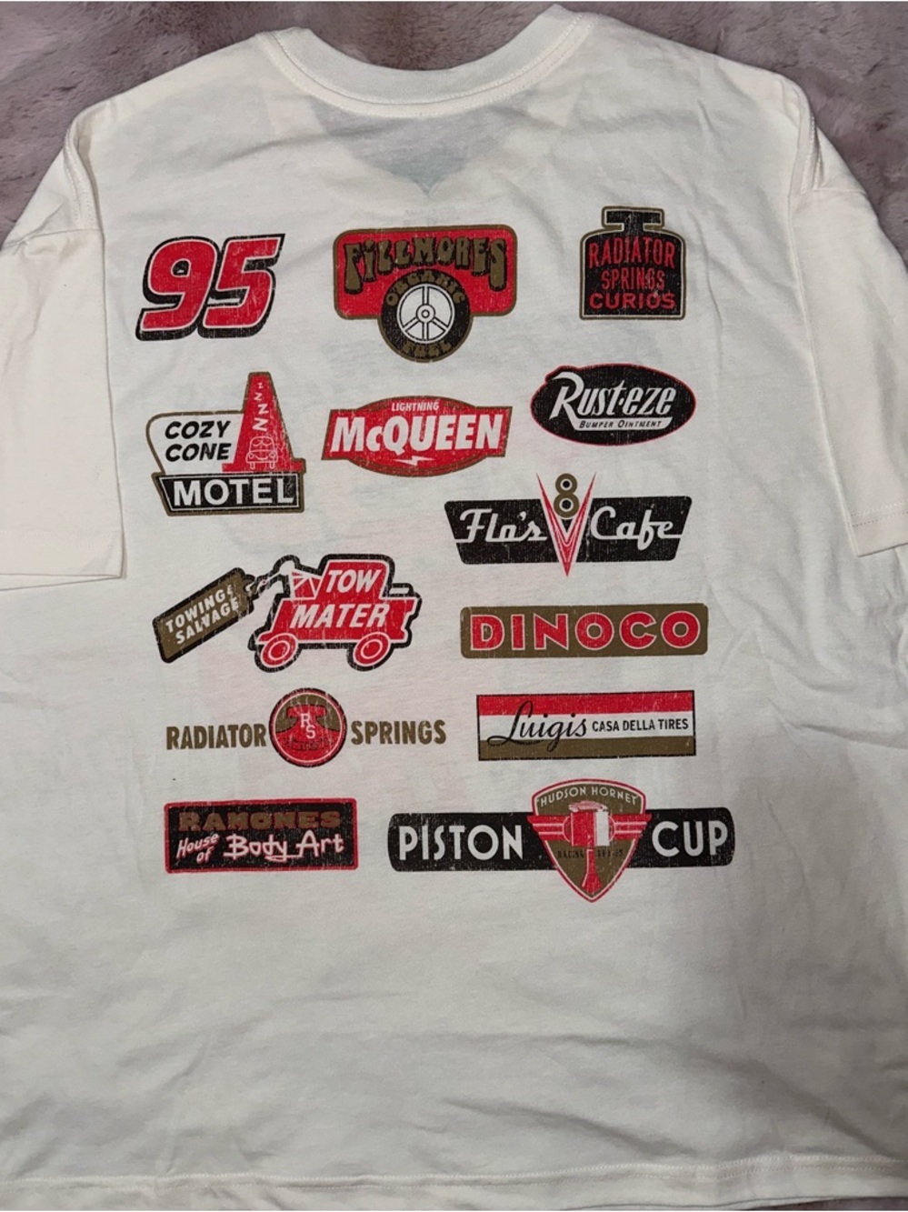 Disney Cars Logo Grid Tee - White, Red, Black - Picture 2 of 8